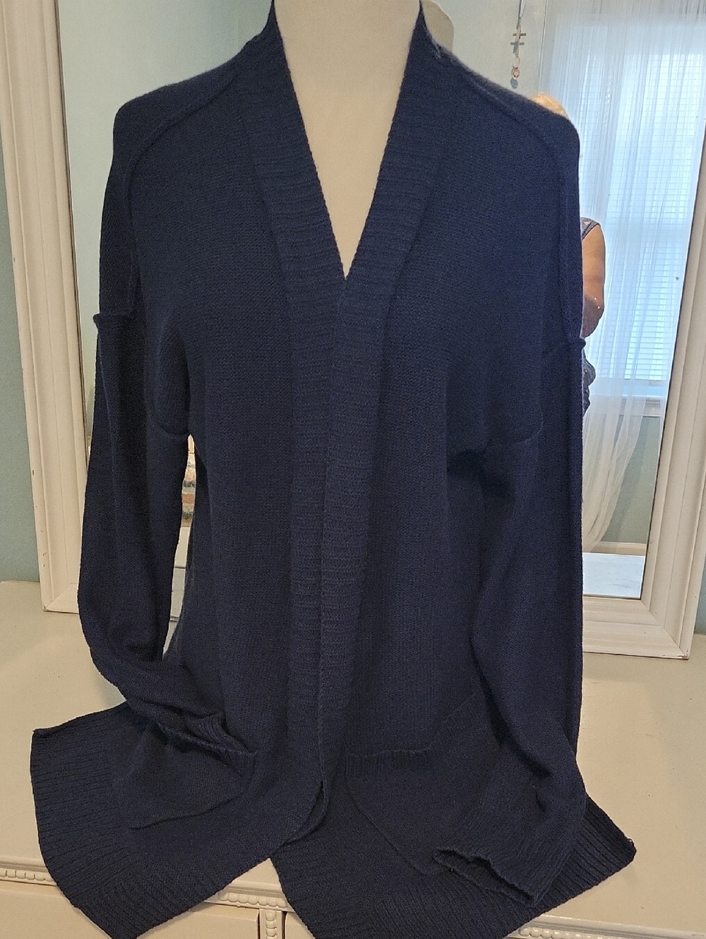 Sonoma Navy Open-Front Knit Cardigan